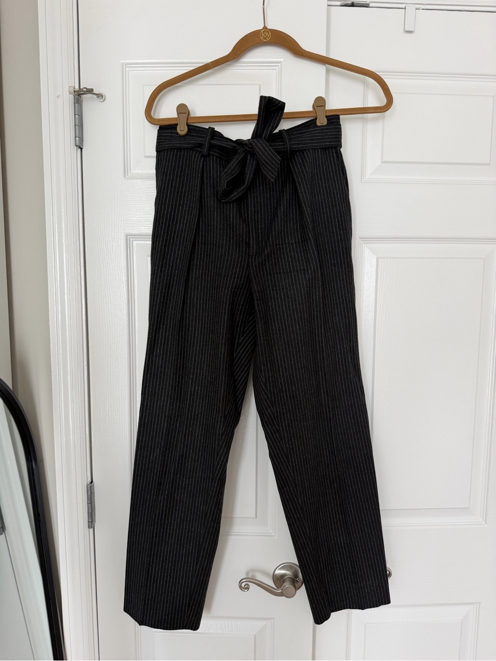 Ralph Lauren High-Waist Black Pinstripe Paperbag Trousers